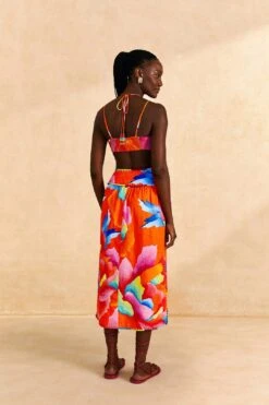 Farm Rio Red Ombre Chita Midi Skirt 9 Farm Rio Red Ombre Chita Midi Skirt -Colorful Wear Store 309389 04