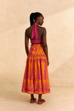 Farm Rio Orange Pineapple Love Organic Cotton Maxi Skirt -Colorful Wear Store 309397 04