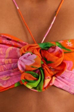 Farm Rio Orange Romantic Garden Crop Top -Colorful Wear Store 309410 04