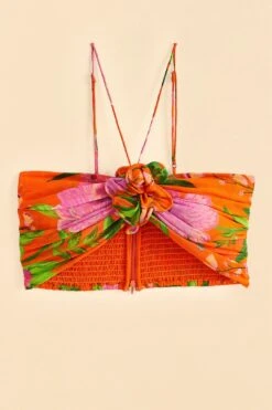 Farm Rio Orange Romantic Garden Crop Top -Colorful Wear Store 309410 05