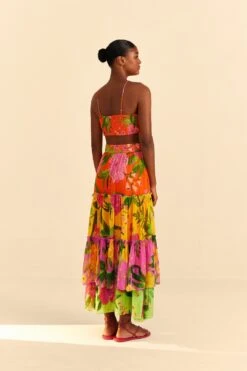 Farm Rio Mixed Romantic Garden Maxi Skirt -Colorful Wear Store 309411 03