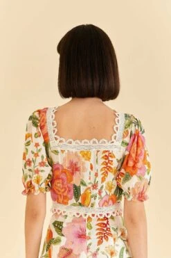 Farm Rio Off-White Macaw Bloom Blouse -Colorful Wear Store 309414 04