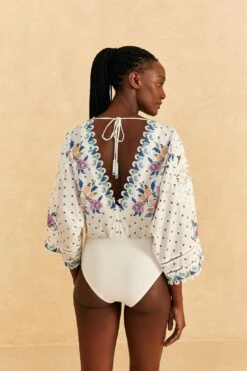 Farm Rio Off-White Romantic Bandanas Bodysuit -Colorful Wear Store 309428 03