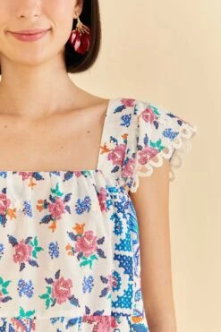 Farm Rio Off-White Romantic Bandanas Blouse 6 Farm Rio Off-White Romantic Bandanas Blouse -Colorful Wear Store 309437 03