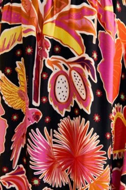 Farm Rio Black Enchanted Nature Lenzing™ Ecovero™ Viscose Midi Skirt -Colorful Wear Store 309464 05