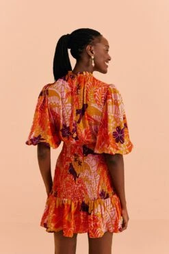 Farm Rio Beige Jungle Panther Lenzing™ Ecovero™ Viscose Mini Dress -Colorful Wear Store 309469 04