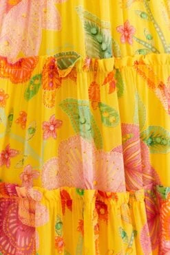 Farm Rio Yellow Macaw Bloom Maxi Dress -Colorful Wear Store 309490 05