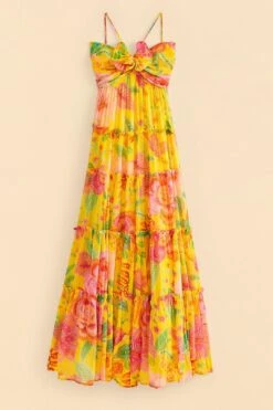 Farm Rio Yellow Macaw Bloom Maxi Dress -Colorful Wear Store 309490 06