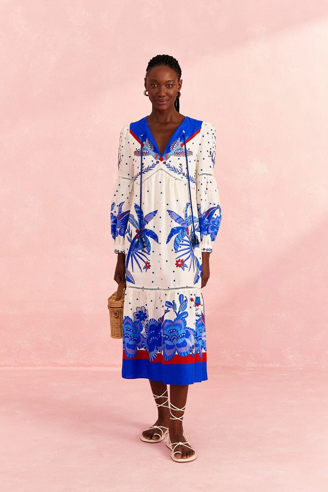 Farm Rio Off-White Jungle Chic Midi Dress 1 Farm Rio Off-White Jungle Chic Midi Dress