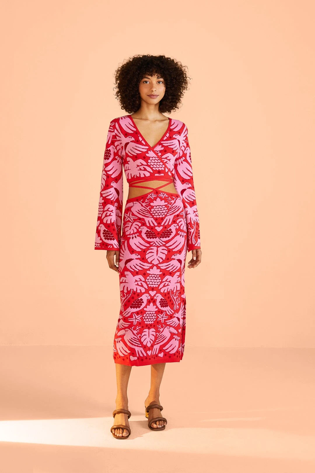 Farm Rio Red Jungle Scarf Knit Skirt 1 Farm Rio Red Jungle Scarf Knit Skirt