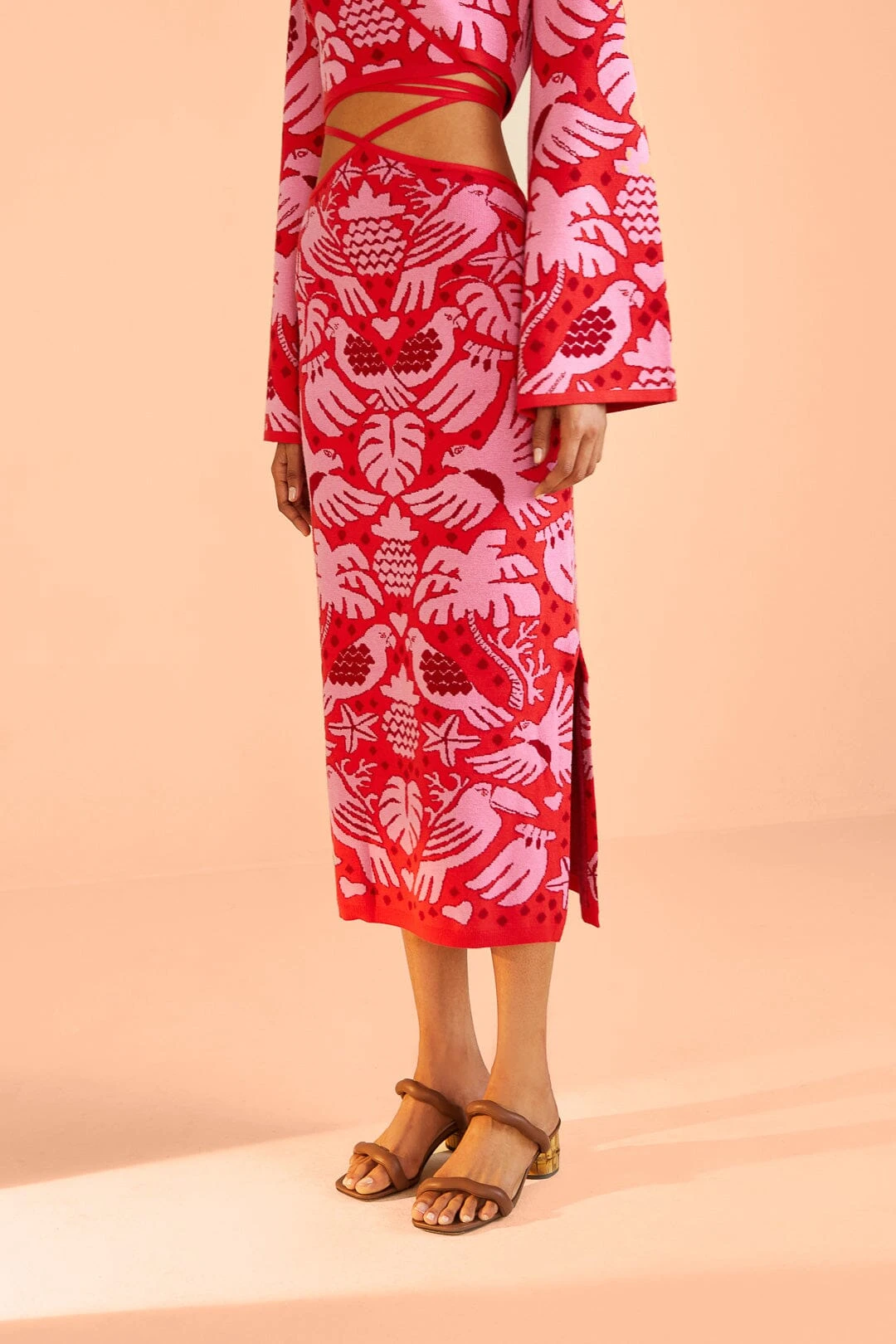 Farm Rio Red Jungle Scarf Knit Skirt 2 Farm Rio Red Jungle Scarf Knit Skirt - Image 2