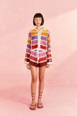 Farm Rio Mixed Crochet Stripes Shorts