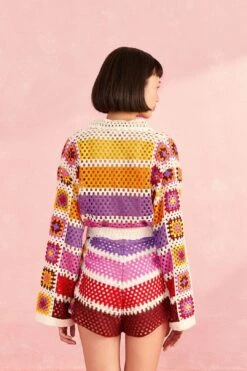 Farm Rio Mixed Crochet Stripes Shorts -Colorful Wear Store 309542 04