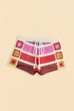 Farm Rio Mixed Crochet Stripes Shorts -Colorful Wear Store 309542 06