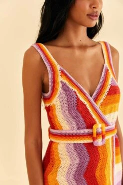 Farm Rio Multi Stripes Crochet Dress 7 Farm Rio Multi Stripes Crochet Dress -Colorful Wear Store 309551 03