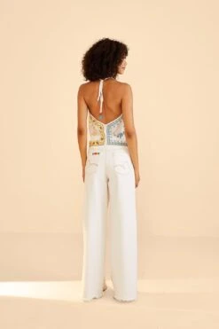 Farm Rio Embroidered Floral Twill Pants -Colorful Wear Store 309566 04