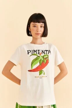 Farm Rio Off-White Peppers Organic Cotton T-shirt