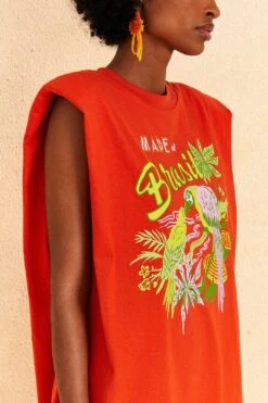 Farm Rio Red Brasil Mini T-Shirt Dress -Colorful Wear Store 309588 03