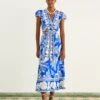 Farm Rio Blue Lace Banana Midi Dress
