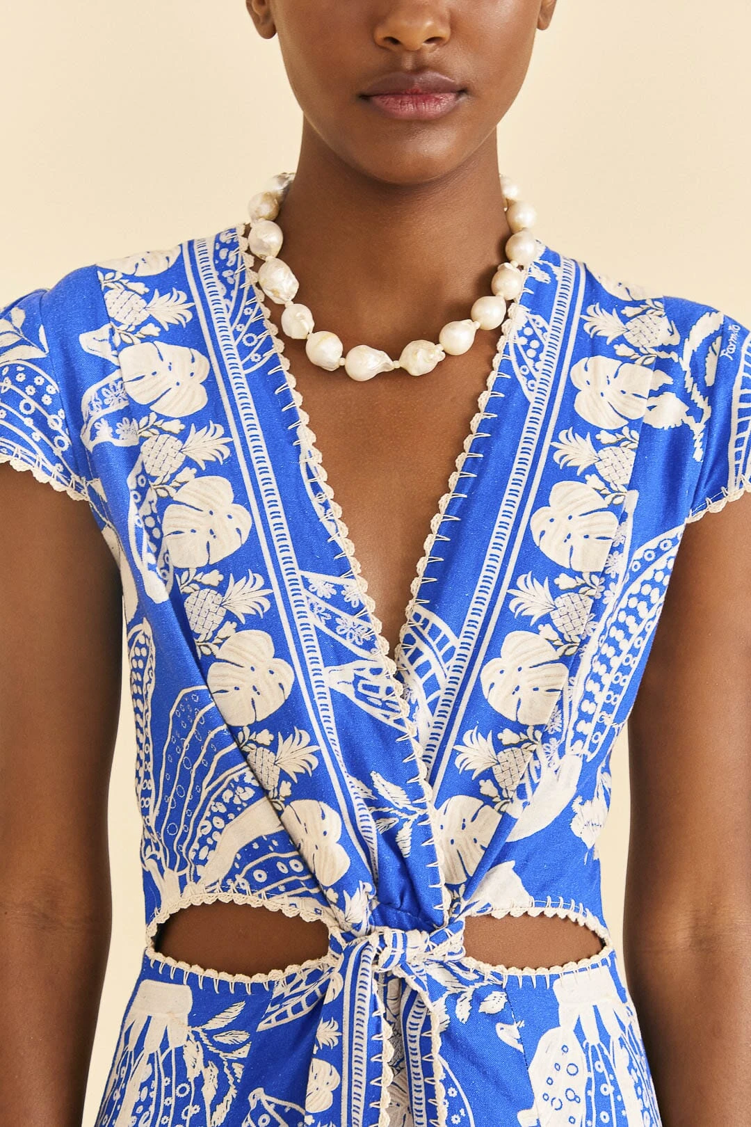 Farm Rio Blue Lace Banana Midi Dress 2 Farm Rio Blue Lace Banana Midi Dress - Image 2