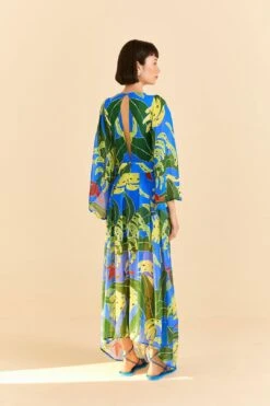 Farm Rio Blue Banana Leaves Maxi Dress 9 Farm Rio Blue Banana Leaves Maxi Dress -Colorful Wear Store 310131 04