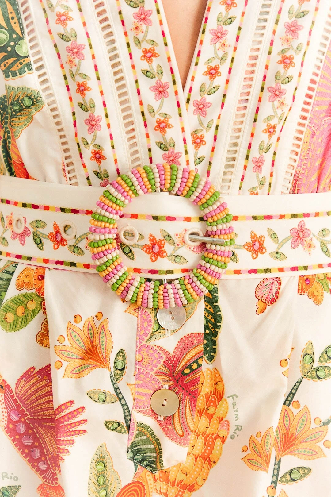 Farm Rio Off-White Macaw Bloom Organic Cotton Romper 5 Farm Rio Off-White Macaw Bloom Organic Cotton Romper - Image 5