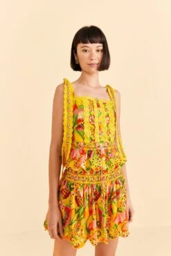 Farm Rio Yellow Fruits Paradise Mini Skirt