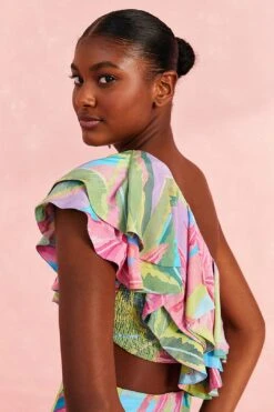 Farm Rio Beach Vibe One Shoulder Top -Colorful Wear Store 310278 03