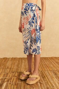 Farm Rio Off-White Mixed Lobster Wrap Skirt -Colorful Wear Store 310587 03