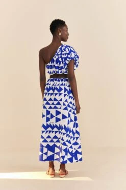 Farm Rio Off-White Pitta Tiles One-Shoulder Maxi Dress -Colorful Wear Store 310650 04