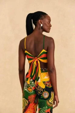 Farm Rio Yellow, Green & Red Striped Crop Top -Colorful Wear Store 310659 04