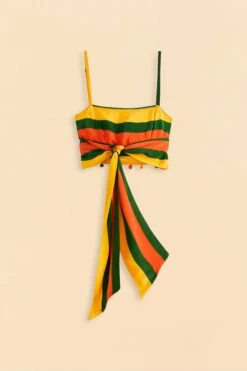 Farm Rio Yellow, Green & Red Striped Crop Top -Colorful Wear Store 310659 06
