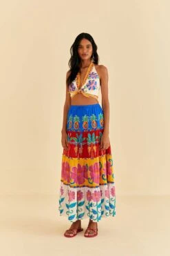 Farm Rio Off-White Vivid Garden Maxi Skirt -Colorful Wear Store 310663 03