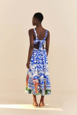 Farm Rio Mixed Pitta Colors Organic Cotton Embroidered Midi Dress -Colorful Wear Store 310673 04