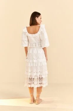 Farm Rio White Lace Midi Skirt -Colorful Wear Store 310676 04