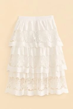 Farm Rio White Lace Midi Skirt -Colorful Wear Store 310676 06