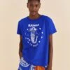 Farm Rio Blue Rainha Do Mar Organic Cotton T-Shirt
