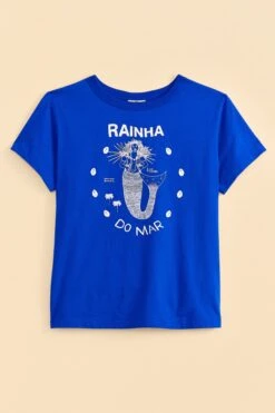 Farm Rio Blue Rainha Do Mar Organic Cotton T-Shirt -Colorful Wear Store 310682 06