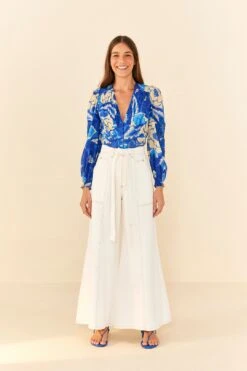 Farm Rio Off White Twill Pants