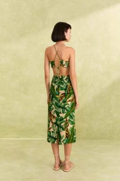 Farm Rio Tropical Leaves Midi Dress -Colorful Wear Store 311337 04