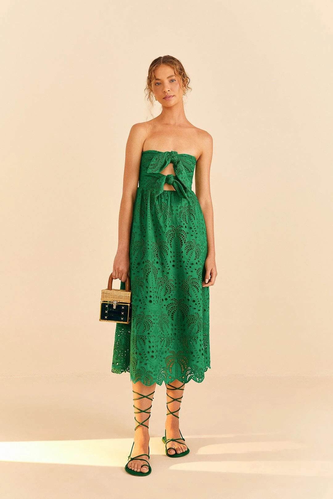 Farm Rio Green Coconut Tree Richelieu Midi Dress 1 Farm Rio Green Coconut Tree Richelieu Midi Dress