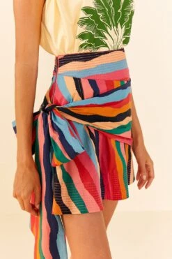 Farm Rio Super Fun Stripes Organic Cotton Mini Skirt -Colorful Wear Store 311364 03