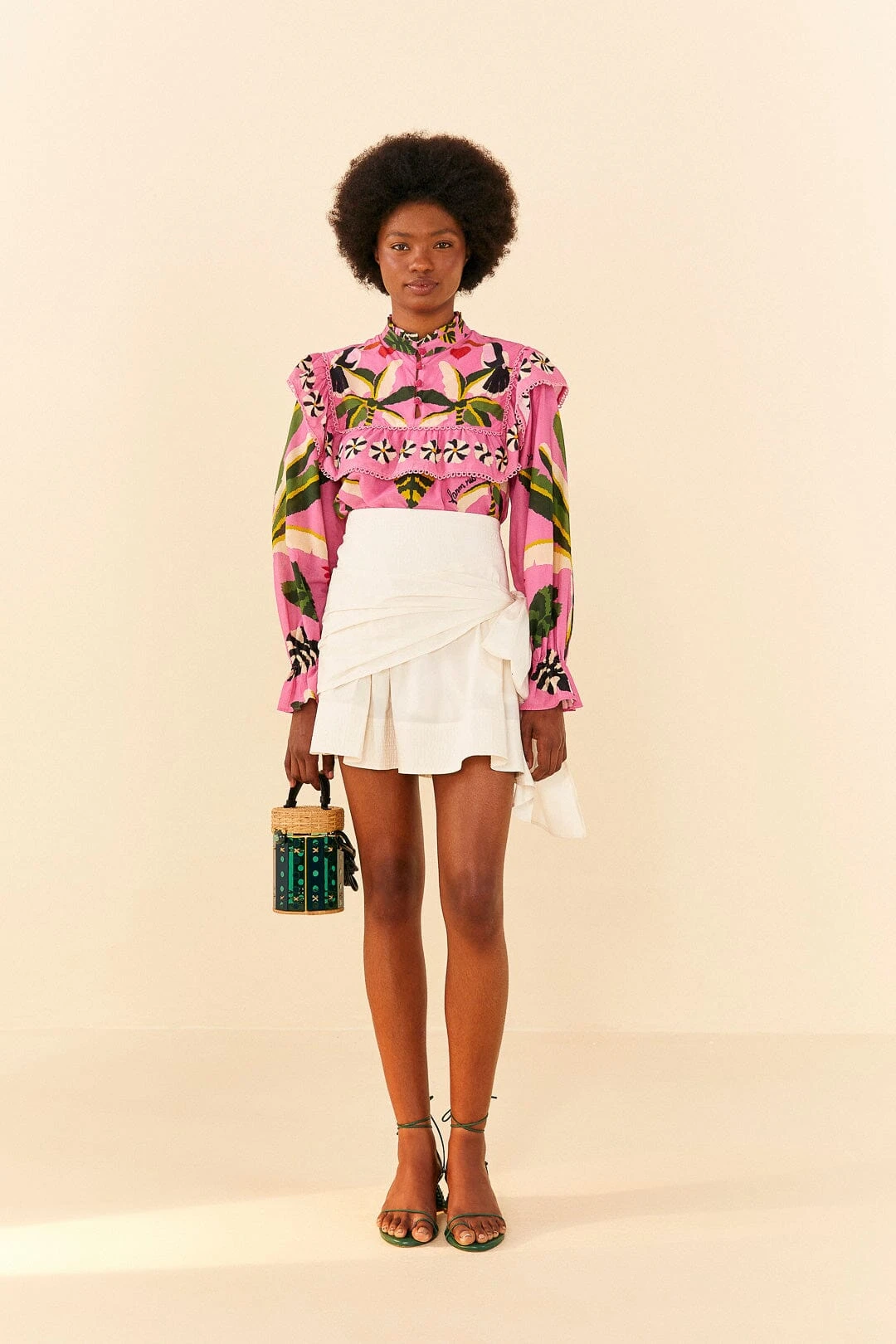 Farm Rio White Knot Organic Cotton Mini Skirt 1 Farm Rio White Knot Organic Cotton Mini Skirt