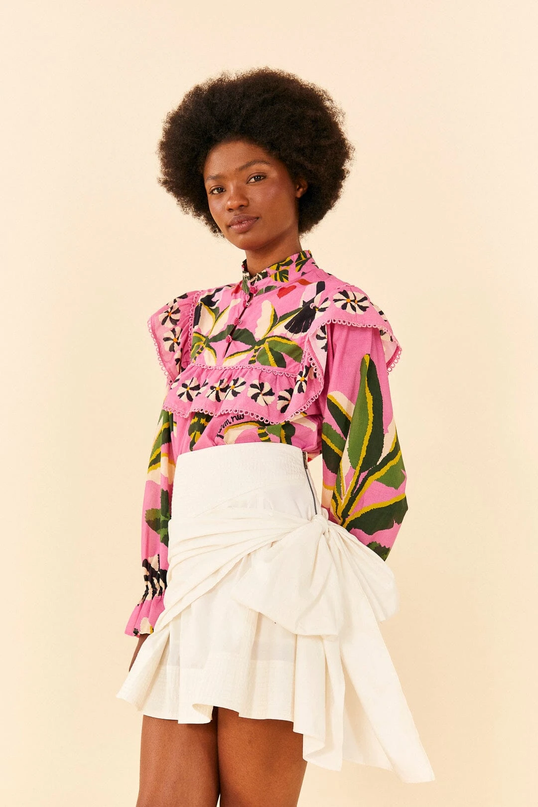 Farm Rio White Knot Organic Cotton Mini Skirt 2 Farm Rio White Knot Organic Cotton Mini Skirt - Image 2