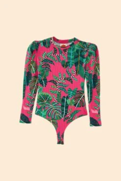 Farm Rio Pink Leaves Oganic Cotton Bodysuit -Colorful Wear Store 311367 06