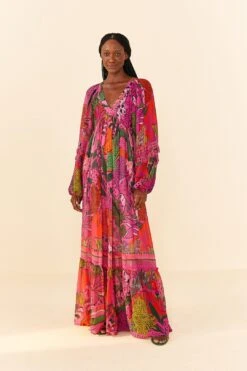 Farm Rio Pink Cool Leopards Maxi Dress -Colorful Wear Store 311370 04