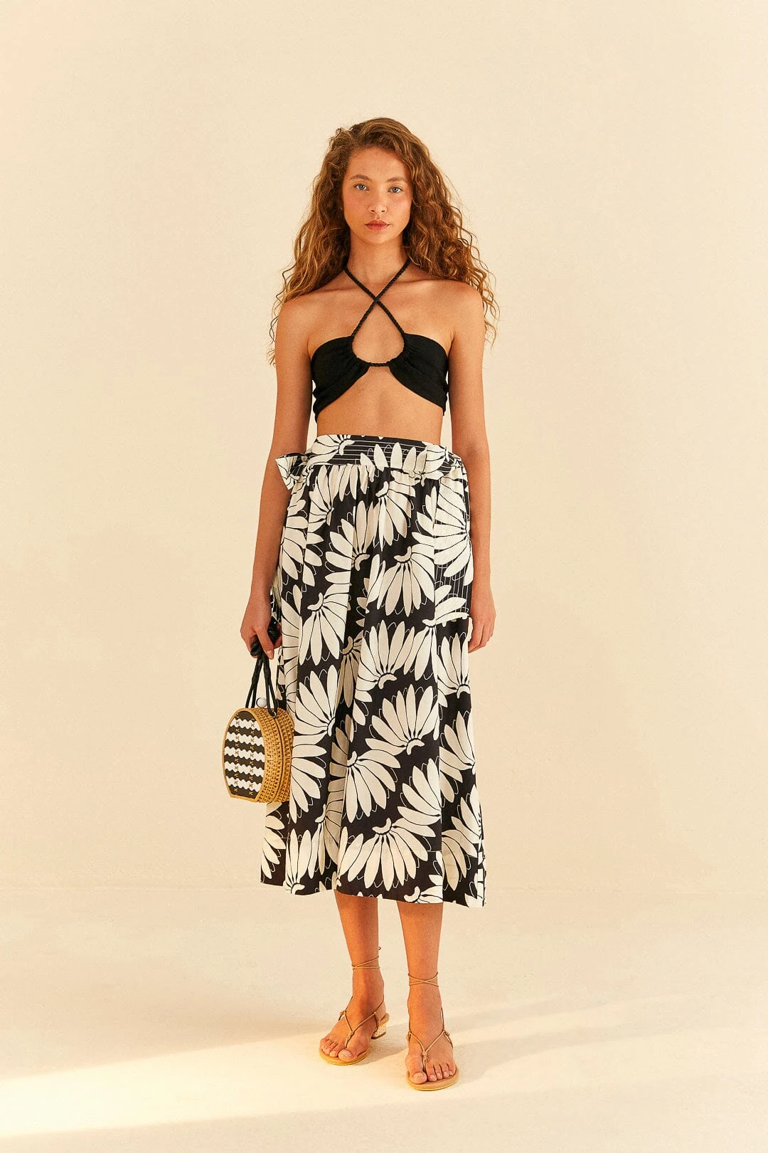 Farm Rio Black Copacabana Bow Midi Skirt 1 Farm Rio Black Copacabana Bow Midi Skirt