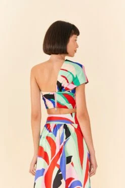 Farm Rio Colorful Monstera Organic Cotton Crop Top -Colorful Wear Store 311378 03