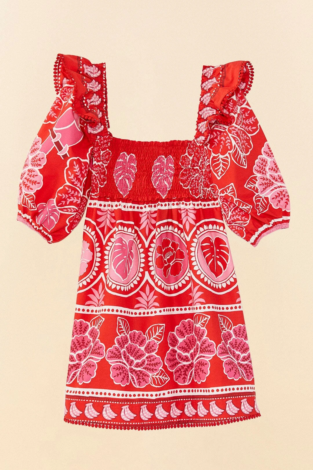 Farm Rio Red Summer Sunrise Organic Cotton Mini Dress 6 Farm Rio Red Summer Sunrise Organic Cotton Mini Dress - Image 6