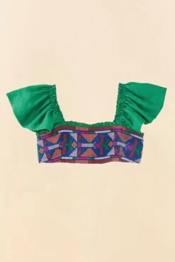 Farm Rio Embroided Green Top -Colorful Wear Store 311435 06